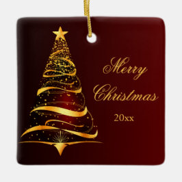Eleganter Minimalistischer Goldener Baum Frohe Wei Keramikornament