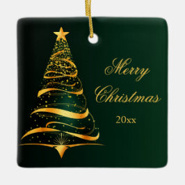Eleganter Minimalistischer Goldener Baum Frohe Wei Keramikornament