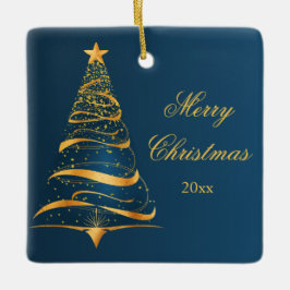 Eleganter Minimalistischer Goldener Baum Frohe Wei Keramikornament