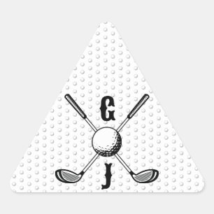 Eleganter Minimalistischer Golf Monogr... Dreieckiger Aufkleber