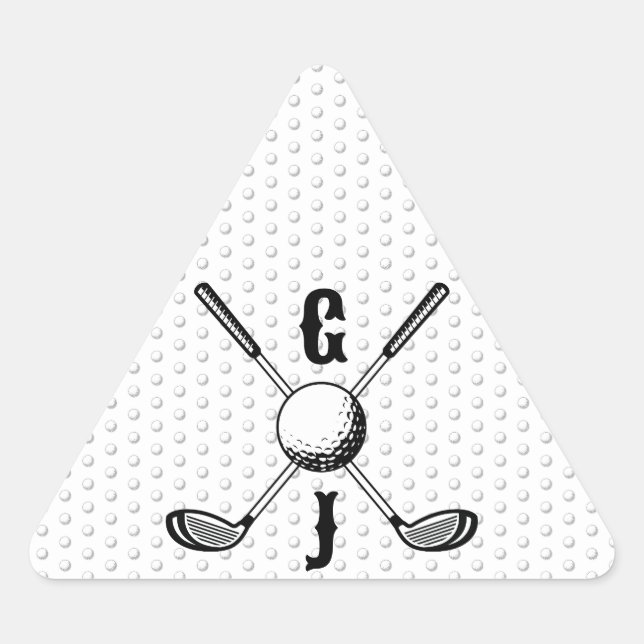 Eleganter Minimalistischer Golf Monogr... Dreieckiger Aufkleber (Vorderseite)