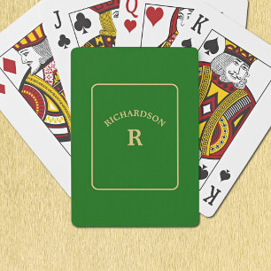Eleganter minimalistischer grüner und goldener Bri Spielkarten