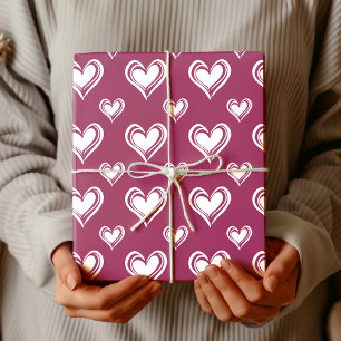 Eleganter minimalistischer hohler Herzen Aubergi Geschenkpapier