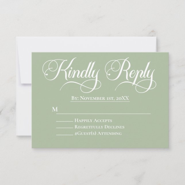 Eleganter minimalistischer islamischer Hochzeitsta RSVP Karte (Vorderseite)