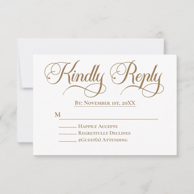 Eleganter minimalistischer islamischer Hochzeitsta RSVP Karte (Vorderseite)