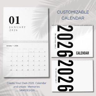 Eleganter minimalistischer Kalender 2026