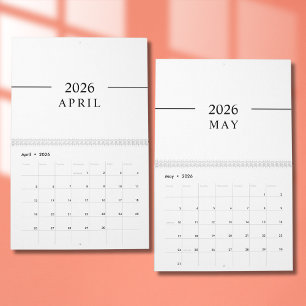 Eleganter minimalistischer Kalender 2026