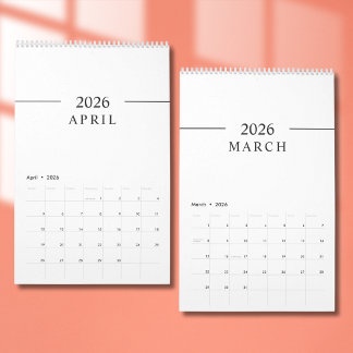 Eleganter minimalistischer Kalender 2026