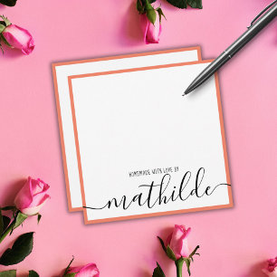 Eleganter Minimalistischer Korallengrenzname Schwa Mitteilungskarte