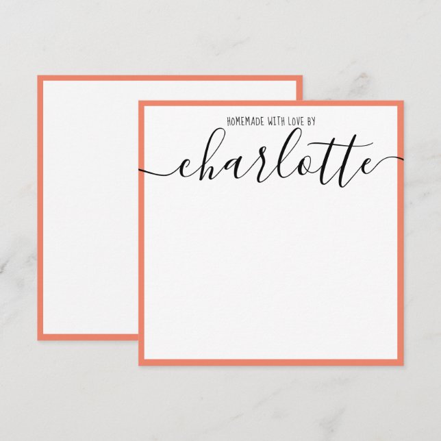 Eleganter Minimalistischer Korallenstrich Schwarze Mitteilungskarte (Vorne/Hinten)