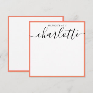 Eleganter Minimalistischer Korallenstrich Schwarze Mitteilungskarte