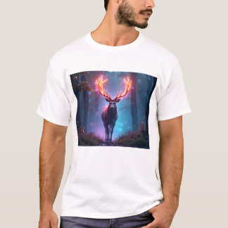 Eleganter minimalistischer Linienkunsthirsch T-Shirt