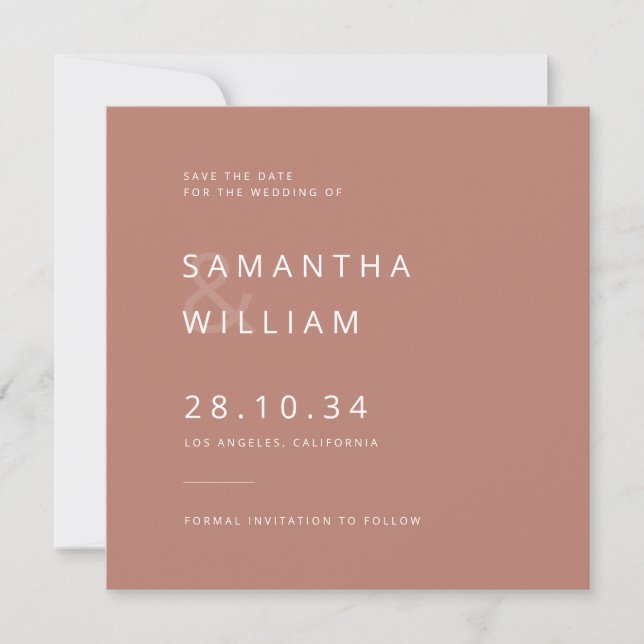 Eleganter minimalistischer Mix und zeitgemäße Hoch Save The Date (Vorderseite)