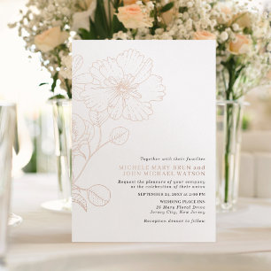 Eleganter minimalistischer moderner Blumen-Roségol Folieneinladung