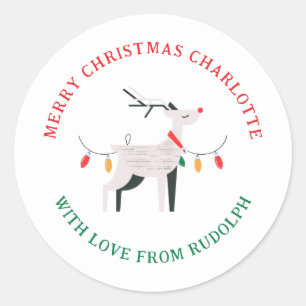 Eleganter Minimalistischer Name der Weihnachtsfami Runder Aufkleber