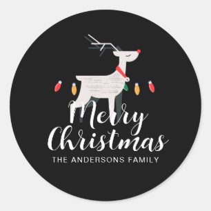 Eleganter Minimalistischer Name der Weihnachtsfami Runder Aufkleber