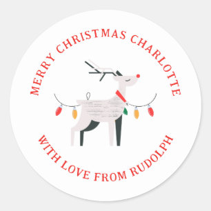 Eleganter Minimalistischer Name der Weihnachtsfami Runder Aufkleber