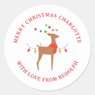 Eleganter Minimalistischer Name der Weihnachtsfami Runder Aufkleber