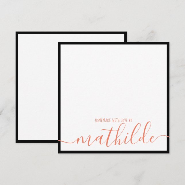 Eleganter Minimalistischer Name des Korallenschrei Mitteilungskarte (Vorne/Hinten)