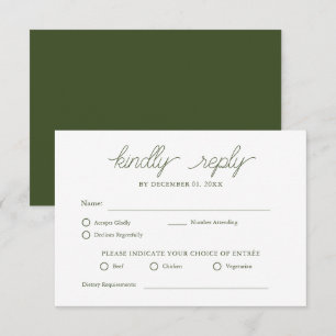 Eleganter Minimalistischer Olive Green Wedding RSV RSVP Karte