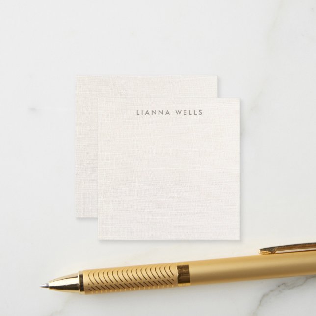 Eleganter Minimalistischer Personalisierter Linen  Begleitkarte (Vorderseite/Rückseite Beispiel)