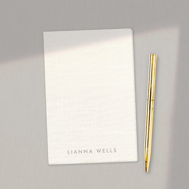 Eleganter Minimalistischer Personalisierter Linen  Post-it Klebezettel (Elegant ivory linen background post-it notes - EXPLORE COLLECTION BELOW)