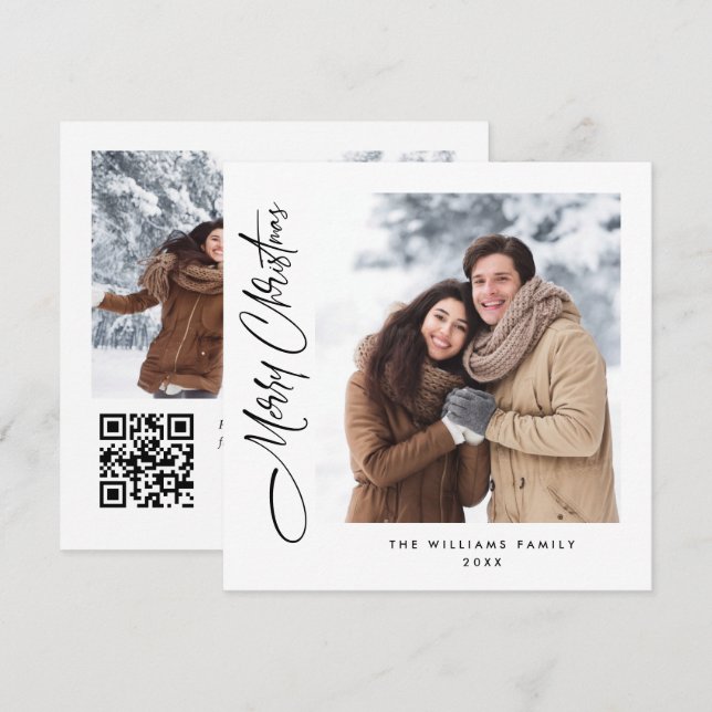 Eleganter Minimalistischer QR-Code für Weihnachten (Vorne/Hinten)