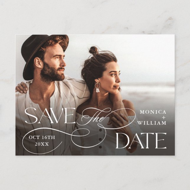 Eleganter Minimalistischer QR-Code Save the Date f Postkarte (Vorderseite)