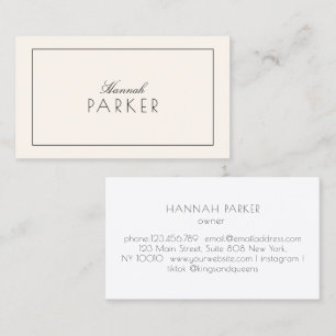 Eleganter minimalistischer Rand Beige Visitenkarte