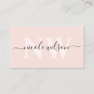 Eleganter minimalistischer Rosa-Monogramm-Name  Visitenkarte