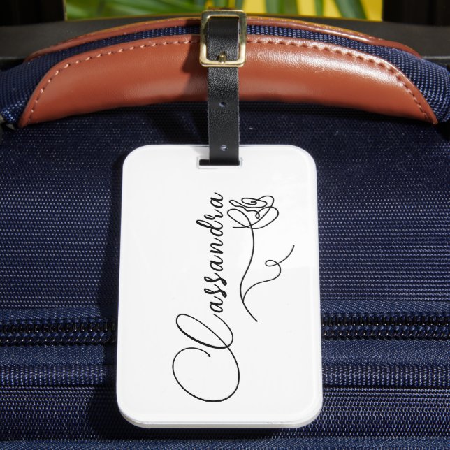 Eleganter Minimalistischer Rose Script-Individuell Gepäckanhänger (Vorderseite Insitu 2)
