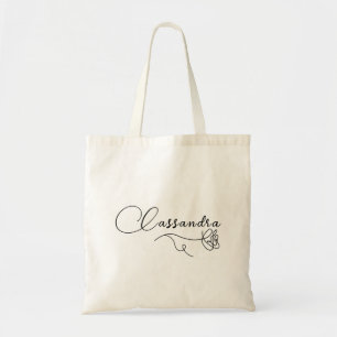 Eleganter minimalistischer Rosen-Script-Schriftzug Tragetasche