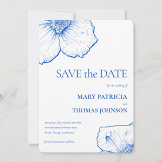 Eleganter Minimalistischer Sapphire-Floral, QR-Cod Save The Date