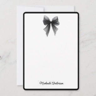 Eleganter Minimalistischer Schwarz-Weiß-Bow Mitteilungskarte