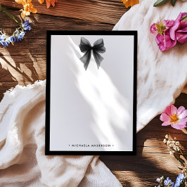 Eleganter Minimalistischer Schwarz-Weiß-Bow Mitteilungskarte