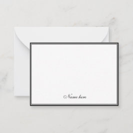 Eleganter minimalistischer Schwarz-Weiß-Zweirand Mitteilungskarte