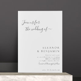 Eleganter Minimalistischer Schwarz-weißer Script-W Einladung