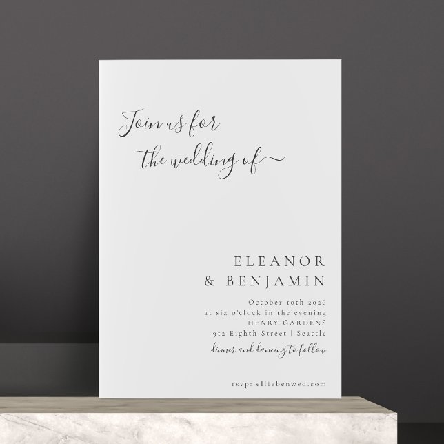 Eleganter Minimalistischer Schwarz-weißer Script-W Einladung (Von Creator hochgeladen)