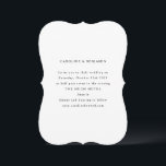 Eleganter, Minimalistischer Schwarzer Text Einladung<br><div class="desc">Diese elegante weiße Hochzeitseinladung besticht durch eine minimalistische schwarze Schrift auf einer einzigartig geformten Karte. Ideal für Paare,  die ein klassisches,  formelles oder modernes Aussehen suchen,  das Design setzt den Fokus auf Ihre Namen und Ihre Hochzeitsdetails. Ideal für Veranstaltungen mit schwarzer Krawatte,  elegante Hochzeiten oder zeitlose Feiern.</div>