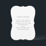 Eleganter, Minimalistischer Schwarzer Text Einladung<br><div class="desc">Diese elegante weiße Hochzeitseinladung besticht durch eine minimalistische schwarze Schrift auf einer einzigartig geformten Karte. Ideal für Paare,  die ein klassisches,  formelles oder modernes Aussehen suchen,  das Design setzt den Fokus auf Ihre Namen und Ihre Hochzeitsdetails. Ideal für Veranstaltungen mit schwarzer Krawatte,  elegante Hochzeiten oder zeitlose Feiern.</div>