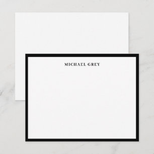 Eleganter minimalistischer schwarzer weißer Name R Mitteilungskarte