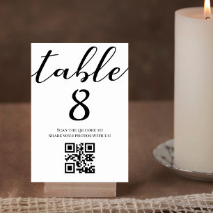 eleganter minimalistischer Script-Hochzeit qr-Code Tischnummer