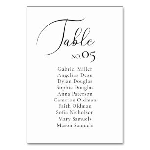 Eleganter minimalistischer Sitzplan für Hochzeitsf Tischnummer