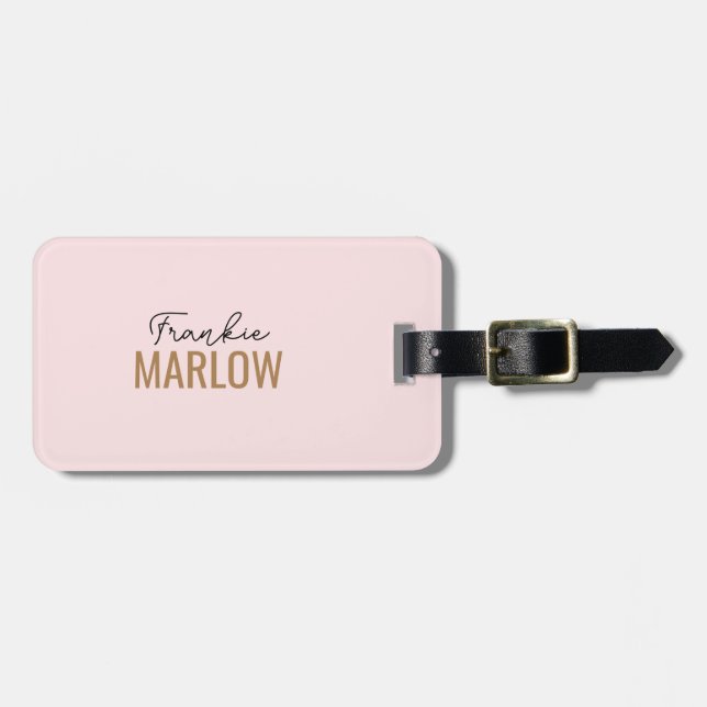 Eleganter Minimalistischer Skriptname Personalisie Gepäckanhänger (Vorderseite horizontal)