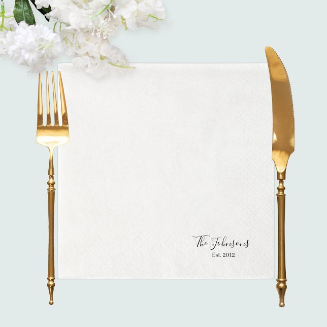 Eleganter Minimalistischer Skripttypografiennachna Serviette (Elegant Minimalist Script Typography Family Name Napkins
)