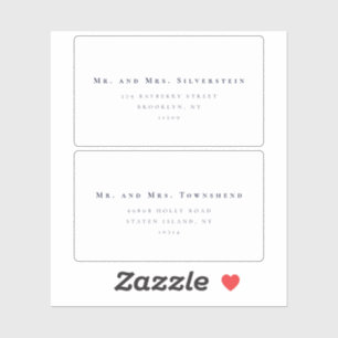 Eleganter Minimalistischer Text 2 - Hochzeitadress Aufkleber