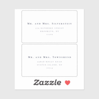 Eleganter Minimalistischer Text 2 - Hochzeitadress Aufkleber