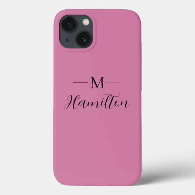 Eleganter Minimalistischer, tiefrosa Monogramm-Nam Case-Mate iPhone Hülle (Rückseite)
