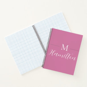Eleganter Minimalistischer, tiefrosa Monogramm-Nam Notizbuch
