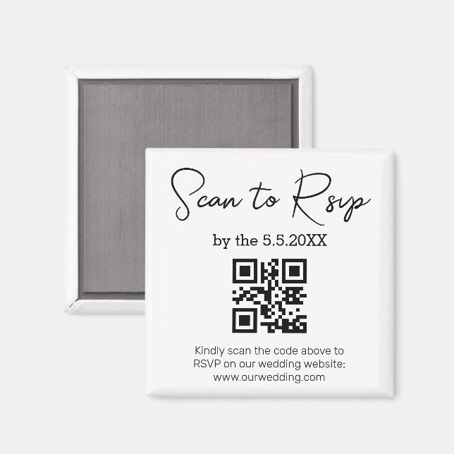 eleganter minimalistischer uAwg qr-Code Hochzeit c Magnet (Vorderseite/Rückseite)